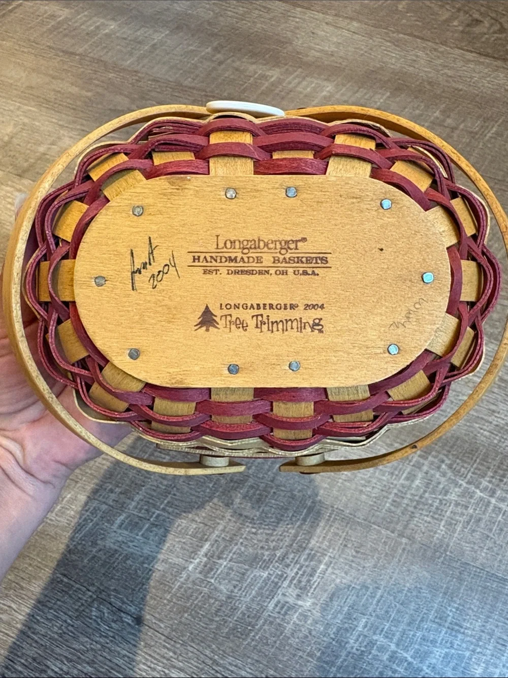 Longaberger 2004 Gumdrop Tree Trimming Christmas Basket with Tie On & Protector